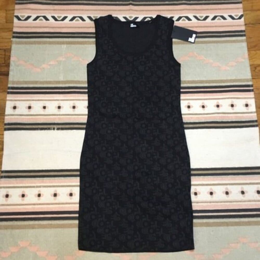 The Kooples FR 3 US Medium Black knit stretchy mini dress sleeveless crew new